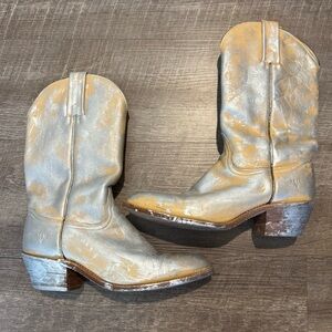 Frye Metallic Gold and Silver Heeled Cowboy Boots